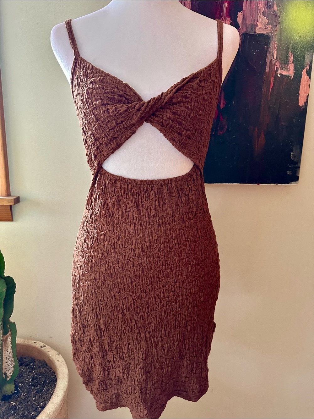 Billabong Brown Twist Cutout Mini Dress